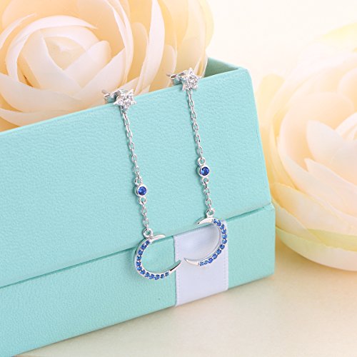 S925 Sterling Silver Heart Dangle Drop Earrings for Women Jewelry Gift - style: Crescent Stars