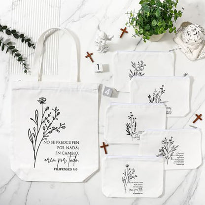 Paterr 20 Pcs Christian Tote Makeup Bag - color: White, style: Boho Spanish