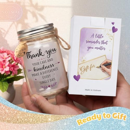 Solmay Retirement Gifts for Women, Mason Jar Night Light - color: Thank You