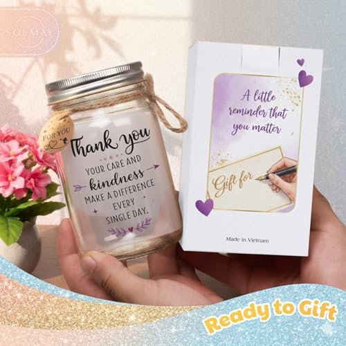 Solmay Retirement Gifts for Women, Mason Jar Night Light - color: Thank You