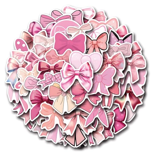 110pcs Pink Bow Sticker Pack.Cute Aesthetic Waterproof Decals for Water Bottles Notebook Laptop Scrapbook,Coquette Stickers for Girls Womens Adults Gifts - color: 110 - Pink Bows