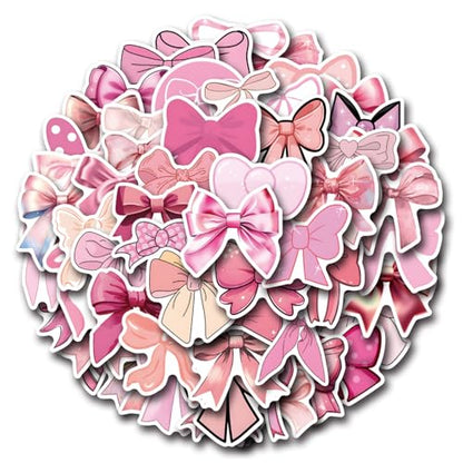 110pcs Pink Bow Sticker Pack.Cute Aesthetic Waterproof Decals for Water Bottles Notebook Laptop Scrapbook,Coquette Stickers for Girls Womens Adults Gifts - color: 110 - Pink Bows