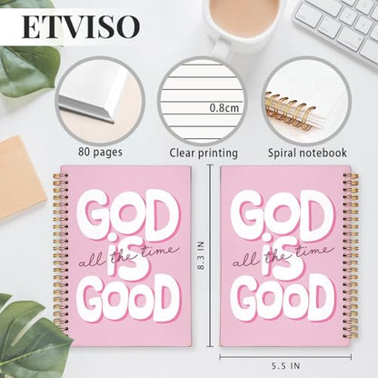 ETVISO Pink Bible Study Journal Notebook for Women, Inspirational Christian Gifts for Women, Prayer Bible Supplies Journal, Church Notes Notebook, Cute Preppy Hardcover Spiral Notebooks 5.5x8.3 - color: 04-Bible(Hot Pink)