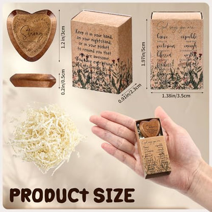 Yalikop 24 Sets Christian Gift Bulk Wooden Scripture Hearts, Brown - color: Brown