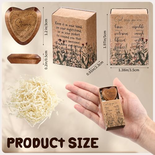 Yalikop 24 Sets Christian Gift Bulk Wooden Scripture Hearts, Brown - color: Brown