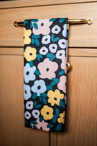 Kitchen Towels, Dish Towels for Kitchen, 3 Pc Kitchen Towel Set - color: Black Yellow