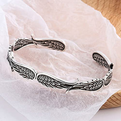 Pingyongchang Angel Wings Vintage Style Bracelet for Women Men Gifts Layering Angel Wings Bracelet Inspirational Guardian Adjustable Angel Bangle Bracelets Jewelry Gifts