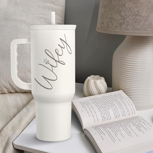 SANDJEST Gift for Wife from Husband – 40oz Insulated Stainless Steel Tumbler with Handle and Straw, Gifts for Anniversary, Birthday, Christmas, Valentine, Coffee Travel Mug - color: Wife 2