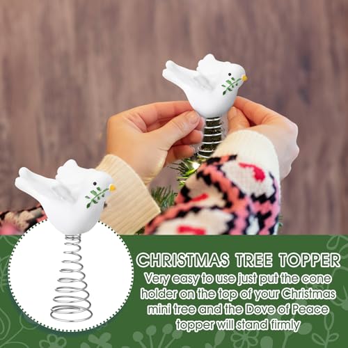 Namalu Mini Christmas Tree Topper Small Dove Treetop for Christmas Tree 4 Inch Peace Dove Birds Ornaments Decorations for Home Xmas Chanukah Wine Bottle Wedding Bridal Shower Holiday Party Decorations - style: Dove Birds