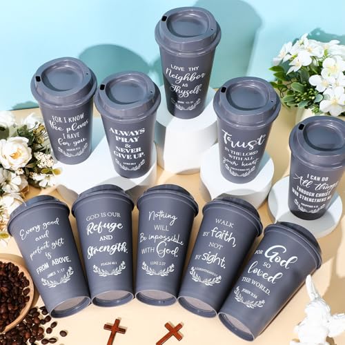Skylety 20 Pack Christian Gifts Bulk 16oz Bible Verse Tumbler with Lids - color: Gray