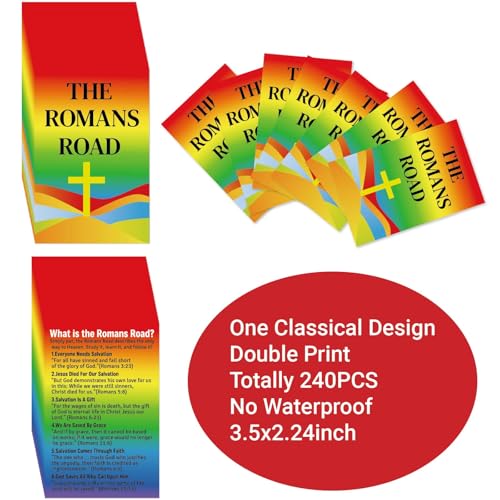 240pcs Gospel Tracts Roman Road Salvation Religious Christian Tract Serenity Catholic Prayer Pocket Jesus Bible Verse Cards for Evangelism Church Easter (Romans Road 3)