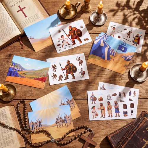 Marspark 24 Set David and Goliath Bible Scence Stickers, 4 Design - style: David and Goliath