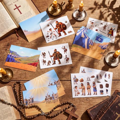 Marspark 24 Set David and Goliath Bible Scence Stickers, 4 Design - style: David and Goliath