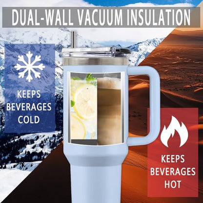 Might Be 40oz Tumbler, with Handle & Straw, Stainless Steel Cup - color: Might Be