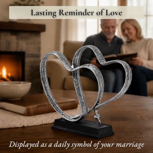 Wedding Anniversary Couples Gift - Silver Iron Hearts & Cross, Any Occasion - color: Silver