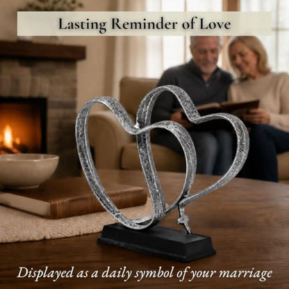 Wedding Anniversary Couples Gift - Silver Iron Hearts & Cross, Any Occasion - color: Silver