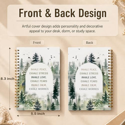 Inhale Exhale Mental Health Spiral Notebook, Mental Health Therapist Counselor Gifts Journal, Nature Forest Landscape Therapy Hardcover Lined Notebook Journal, 5.5x8.3 Inch - color: pattern-13