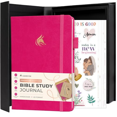Clever Fox Bible Study Journal Premium Guided Notebook 5.8x8.3 Fuchsia - color: Fuchsia, size: A5 (5.8″ x 8.3″)