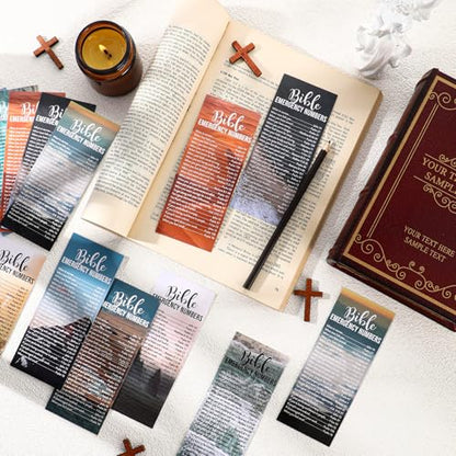 Motiskyy 100 Pcs English Emergency Numbers Bookmarks Gifts Christian Cards - style: English