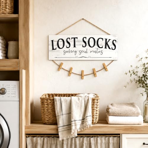 Laundry Room Signs Lost Socks Hanging Decor Wall 6" x 14.5" - color: Lost Socks A