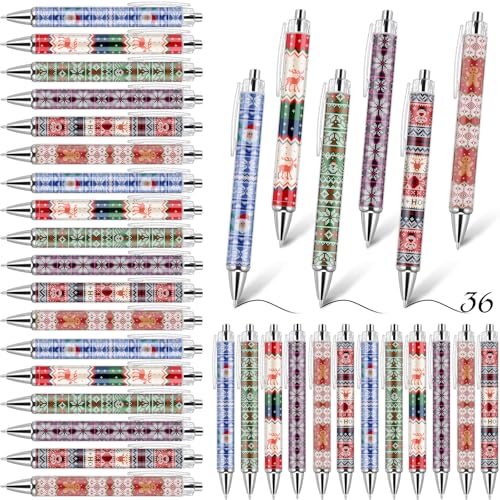 Sayglossy 36 Pcs Christmas Ballpoint Pens Bulk, Holiday Ugly Sweater Novelty Retractable Pens for Classroom Rewards, Office Supplies, Xmas Party Favor, Stocking Stuffer, Teacher Coworker Gift - style: Ugly Sweater