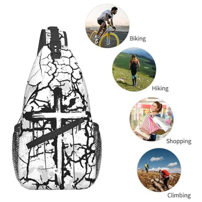 Jesus Christian Cross Sling Backpack Shoulder Chest Bag For Men Women Hiking Travel Crossbody Daypack - color: Jesus Christian Cross-0005