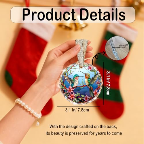 Hummingbird Stained Glass Sun Catchers Indoor Window - Humming Bird Suncatchers for Windows Hanging, Hummingbird Gifts for Women, Bird Watching Gift for Mothers Day, House Warming Gifts New Apartment - color: Blgs002