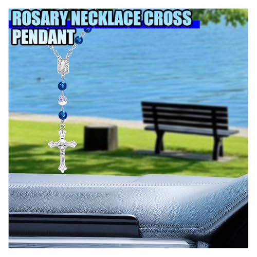 ZIMISI 2PCS Car Rosary for Rearview Mirror (Ceramic) - color: Ceramic Blue