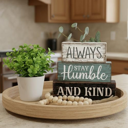Lineshading 4 Pcs Inspirational Farmhouse Table Decor Wooden Shelves Signs - style: Beautiful
