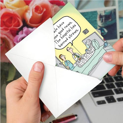 NobleWorks Funny Get Well Soon Cartoon Card Straw Ban C7249GWG - style: Straw Ban