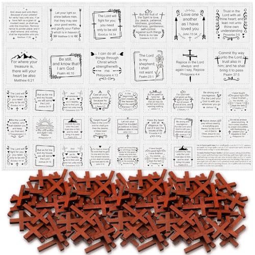 Fanfanwin 38 Sets Prayer Quilt Squares with Crosses, Cute, Brown - color: Brown, style: Cute