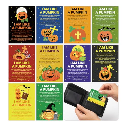 200Pcs Pumpkin Religious Bible Verses Halloween Pocket Prayer Cards2604 - color: Halloween