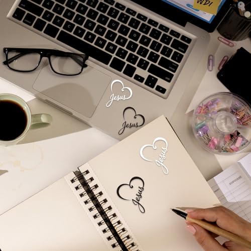 5Pcs Christian Mirror Stickers,Jesus Heart Decals for Car Rearview (Black) - color: Balck-jesusheart