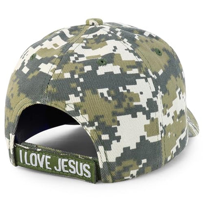 Trendy Apparel Shop Only Jesus Praying Hand Embroidered Christian Ball Cap - color: Digital Camo 2