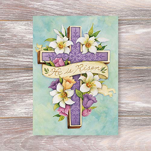 Current Easter Cross Religious Value Greeting Card Set - Value Pack of 8 Cards for Kids & Adults With White Envelopes, 1 Design Prints, Large 5" x 7" Greetings - color: Cross