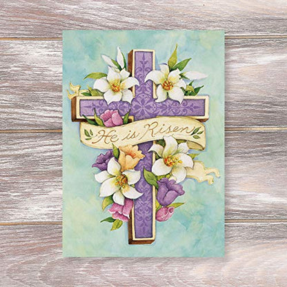 Current Easter Cross Religious Value Greeting Card Set - Value Pack of 8 Cards for Kids & Adults With White Envelopes, 1 Design Prints, Large 5" x 7" Greetings - color: Cross