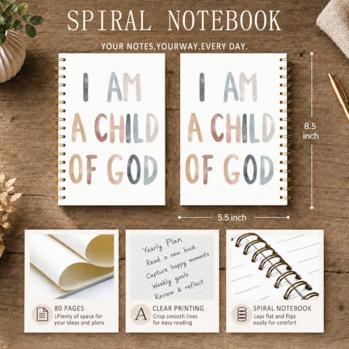Christian Spiral Notebook journal, I am a Child of God, 5.5×8.3 Inch - color: 006-Spiral