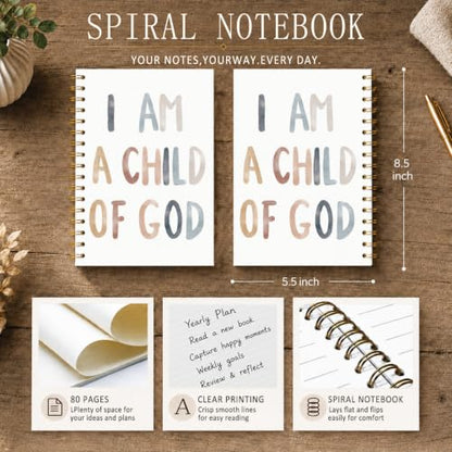 Christian Spiral Notebook journal, I am a Child of God, 5.5×8.3 Inch - color: 006-Spiral