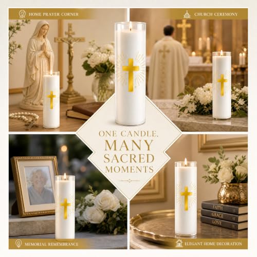 Pure Beeswax Candles, 120-Hour Long Burning, White Prayer Candle, 2x7.9 - size: 2 × 7.9 inches