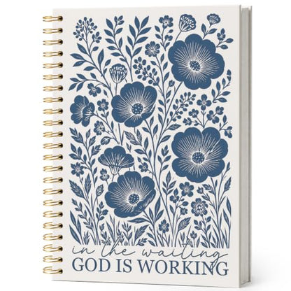 Bible Floral Journal Notebook,Christian Faith Gift for Women Girls - color: in the waiting god is working