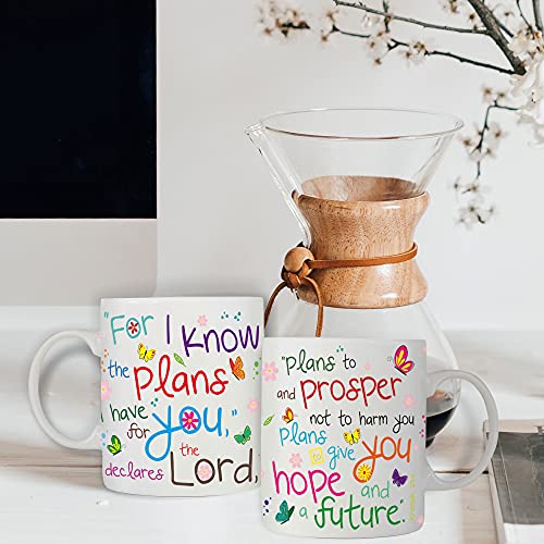 Christian Coffee Mug with Gift Box, 12 oz Ceramic, with Bible Verse - color: White / Plans