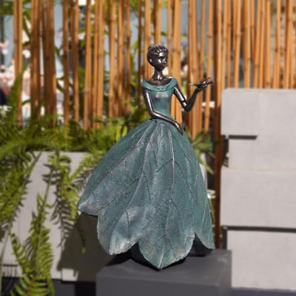 Guichifun Fairy Statue, Leaf Angel Girls with Dragonfly, 12 x 8.5 x 18 - color: Green-dragonfly, size: X-Large
