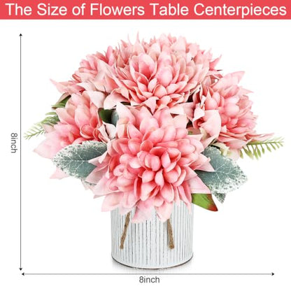 6 Set Pre-Made Flower Table Centerpieces (Retro Pink, 6 X Dahlias Table Centerpieces) - color: Retro Pink, size: 6 X Dahlias Table Centerpieces