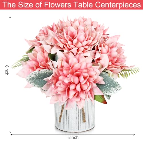 6 Set Pre-Made Flower Table Centerpieces (Retro Pink, 6 X Dahlias Table Centerpieces) - color: Retro Pink, size: 6 X Dahlias Table Centerpieces