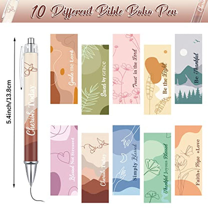 Tinlade 10 Pcs Christian Bible Verse Ballpoint Ink Pens,Boho - style: Bohemian