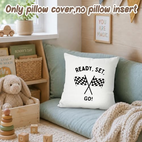 Race Car Boys Room Decor,Ready Set Go Pillow Covers 18x18 - color: Go