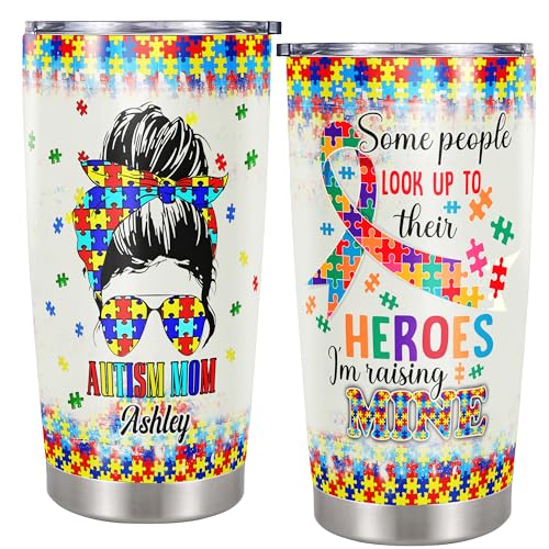 DORRIS Personalized Autism Awareness Tumbler 20oz 30oz Stainless Steel Insulated Cups Travel Coffee Mug Gifts for Warrior Mom Mother - color: Autism