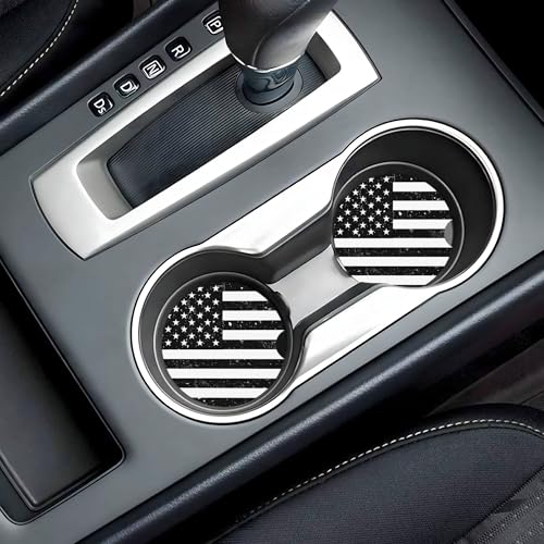 American Flag Retro Car Cup Holder Coasters 2 Pack 2.63" for Women - color: White