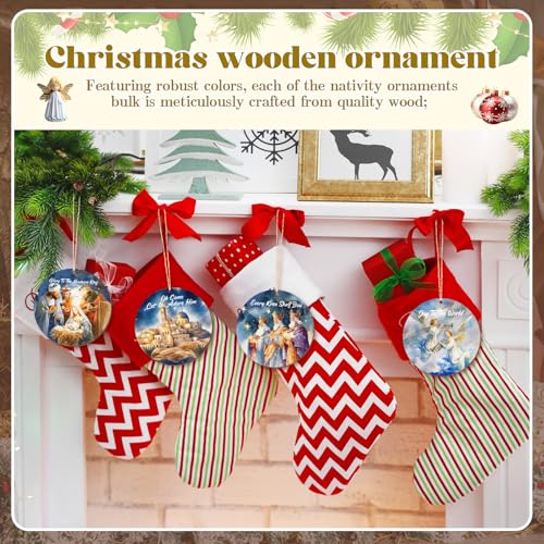 36 Pcs Nativity Ornaments Bulk for Christmas Tree, Wooden Ornaments Bulk
