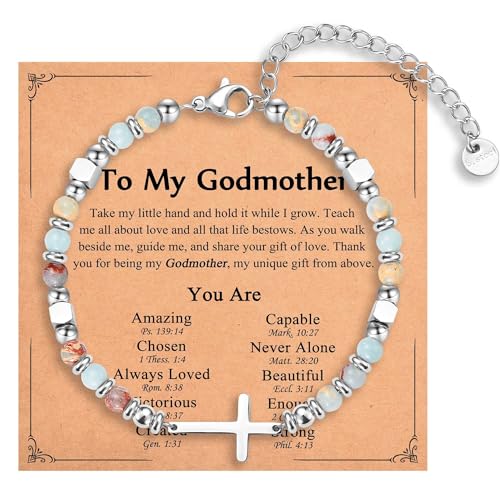 Christian Gifts for Women Girls, Religious Cross Bracelet - color: Godmother